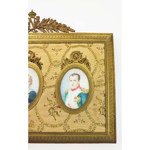 84 - NAPOLEON PORTRAIT MINIATURE, together with a portrait of Josephine and Napoleon II, framed together ... 