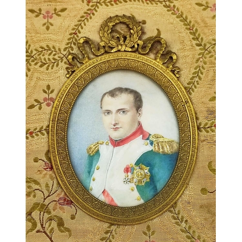 84 - NAPOLEON PORTRAIT MINIATURE, together with a portrait of Josephine and Napoleon II, framed together ... 