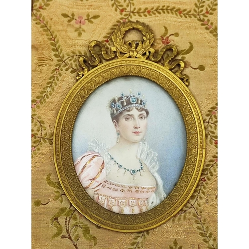 84 - NAPOLEON PORTRAIT MINIATURE, together with a portrait of Josephine and Napoleon II, framed together ... 