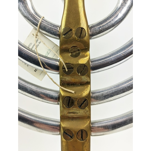 9 - DAVID MARSHALL MENORAH CANDLESTICKS, a pair, circa 1980s, brass and aluminium 35cm H x 36cm W.