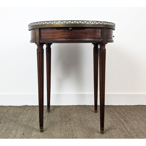 297 - BOUILLOTTE TABLE, late 19th/early 20th century French mahogany with circular griotte marble top with... 