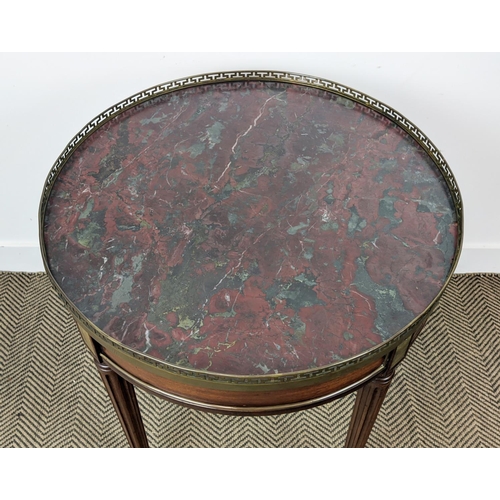 297 - BOUILLOTTE TABLE, late 19th/early 20th century French mahogany with circular griotte marble top with... 