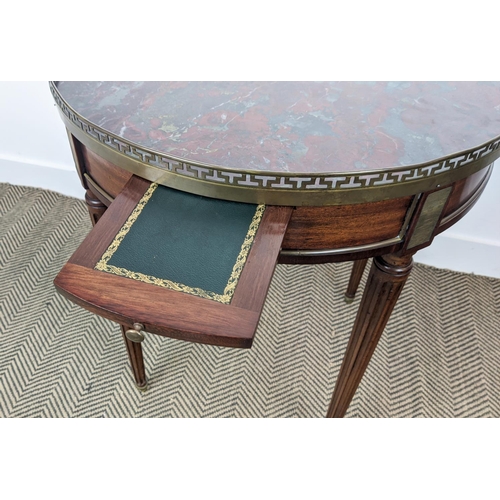 297 - BOUILLOTTE TABLE, late 19th/early 20th century French mahogany with circular griotte marble top with... 