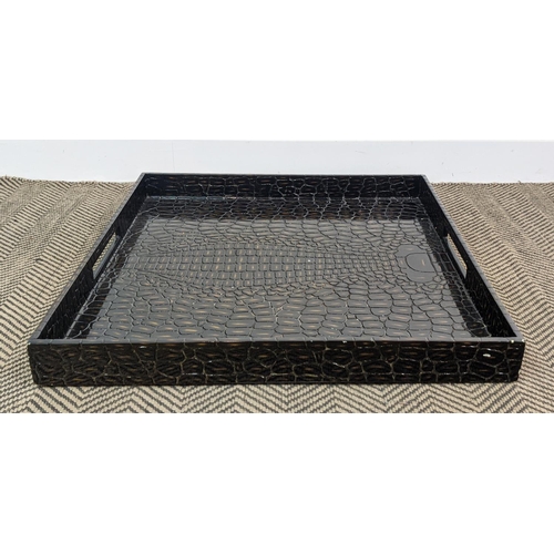 336 - TRAY, faux crocodile, 69.5 x 70 x 7cm.