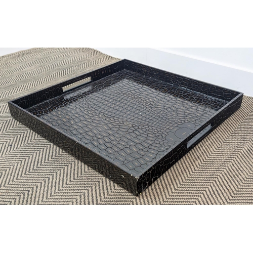 336 - TRAY, faux crocodile, 69.5 x 70 x 7cm.