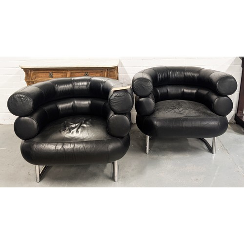 350 - CLASSICON BIBENDUM ARMCHAIRS, a pair, by Eileen Gray, 90cm W approx. (2)