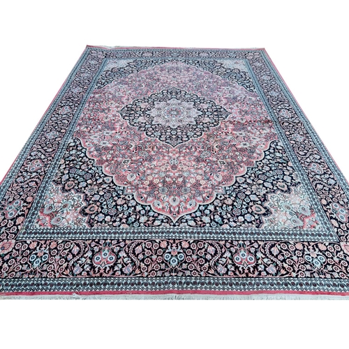 122 - FINE PURE SILK TEHRAN DESIGN CARPET, 368x276cm.