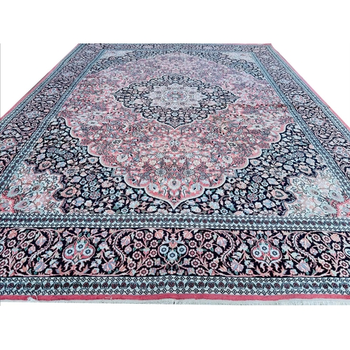 122 - FINE PURE SILK TEHRAN DESIGN CARPET, 368x276cm.