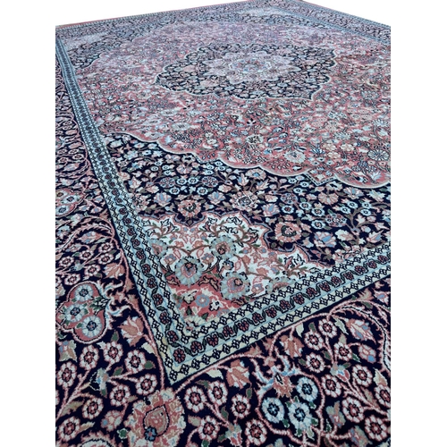 122 - FINE PURE SILK TEHRAN DESIGN CARPET, 368x276cm.