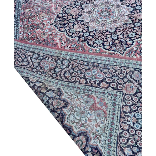 122 - FINE PURE SILK TEHRAN DESIGN CARPET, 368x276cm.