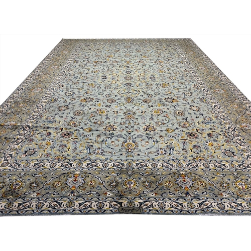 137 - FINE SIGNED PERSIAN KURK KASHAN CARPET, 390x298cm.