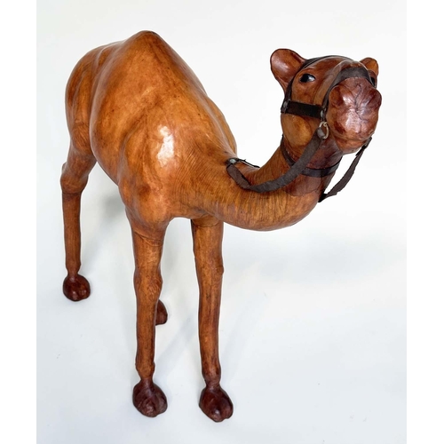 157 - CAMEL, leather clad model in the manner of Liberty of London, 96cm H x 69cm W.