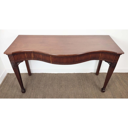 220 - SERPENTINE SERVING TABLE, George III and later mahogany, 91cm H x 60cm x 57cm D.