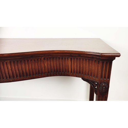 220 - SERPENTINE SERVING TABLE, George III and later mahogany, 91cm H x 60cm x 57cm D.