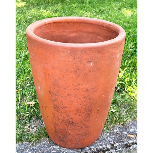 270 - GARDEN PLANTER, homemade weathered terracotta pot with rounded top, 60cm H x 44cm D.