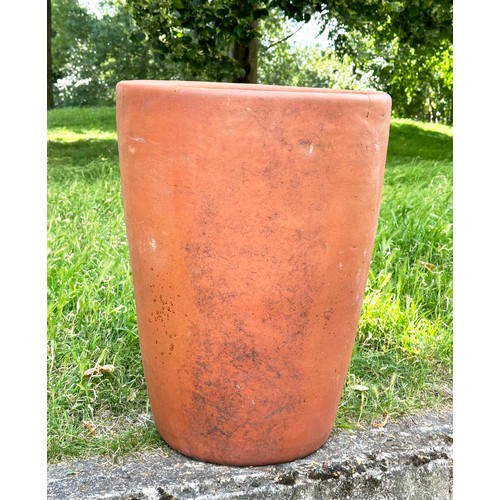 270 - GARDEN PLANTER, homemade weathered terracotta pot with rounded top, 60cm H x 44cm D.