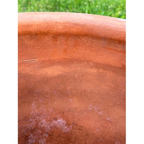 270 - GARDEN PLANTER, homemade weathered terracotta pot with rounded top, 60cm H x 44cm D.