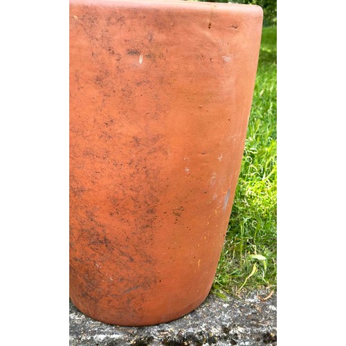 270 - GARDEN PLANTER, homemade weathered terracotta pot with rounded top, 60cm H x 44cm D.