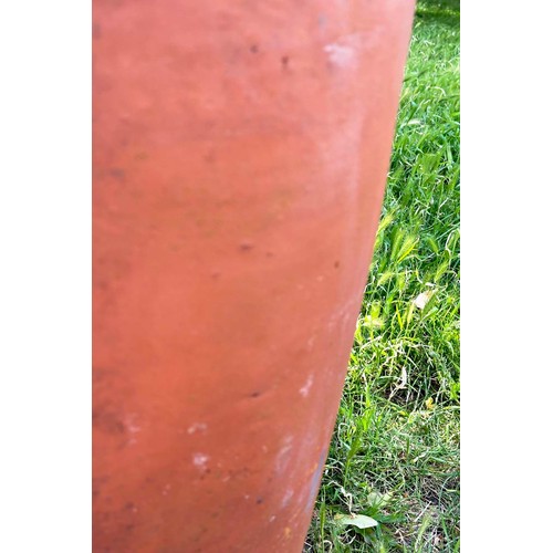 270 - GARDEN PLANTER, homemade weathered terracotta pot with rounded top, 60cm H x 44cm D.