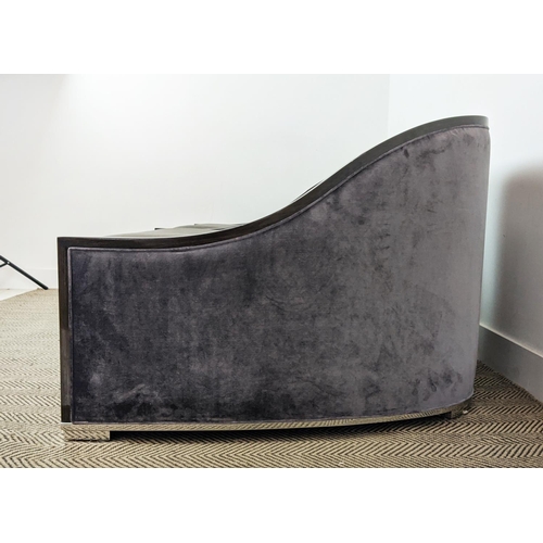 335 - BLAINEY NORTH AYORA LOUNGE CHAIRS, a pair, grey fabric upholstered, 110cm W. (2)