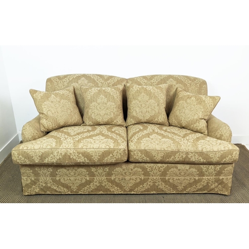 345 - ATTRIBUTED TO KINGCOME SOFA, Howard style in a thick woven linen damask, 188cm x 88cm H x 98cm along... 