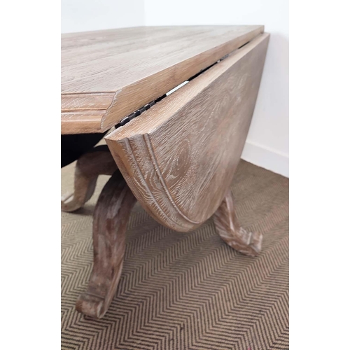 359 - DINING TABLE, French provincial style, drop leaf design, 165cm diam x 81cm H.