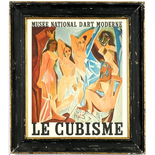 42 - PABLO PICASSO, le Cubisme, Demoiselles D’Avignon, lithographic poster, 1953, distressed French vinta... 