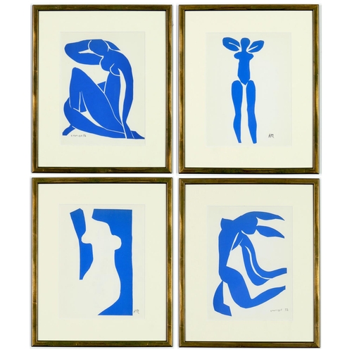 44 - HENRI MATISSE, a set of four Blue Nudes, plate signed, 1961, ref: Grandes Gouaches Decoupees 24 x 18... 