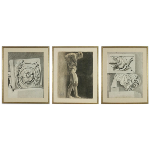 48 - A SET OF THREE LATE 19TH CENTURY FRENCH CLASSICAL CA CLASSICAL SCULPTURE STUDY and two studies for F... 