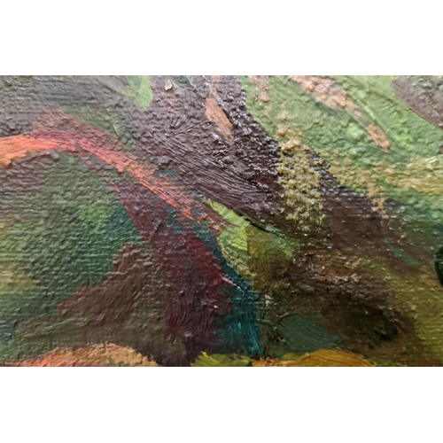 53 - VIKTOR TEMPLIN (1920-1994), 'River landscape', 1960's, oil on canvas, 64cm x 183cm.