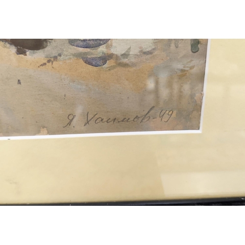 54 - YAKOV KHAIMOV (1914-1991), 'East market in Bukhara' 1949, watercolour/paper, 29cm x 41.5cm.