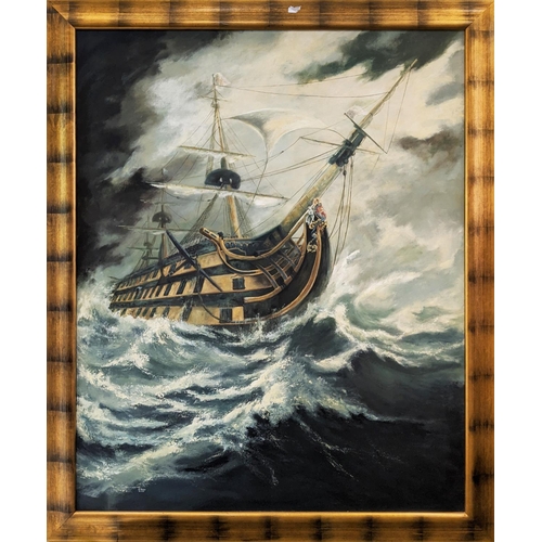 89 - SUSAN YEATS, 'HMS Victory', oil on canvas, 175cm x 140cm, framed.