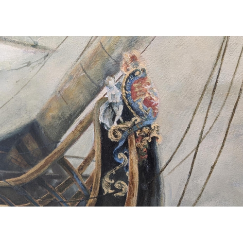 89 - SUSAN YEATS, 'HMS Victory', oil on canvas, 175cm x 140cm, framed.