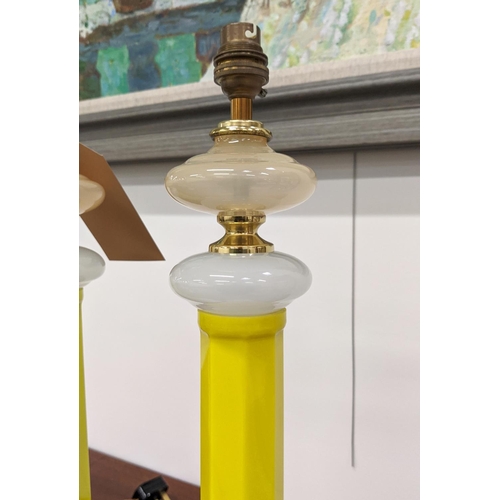 306 - CENEDESE MURANO GLASS TABLE LAMPS, a pair, vintage opaline yellow glass, 56cm H approx. (2)