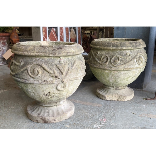 343 - PLANTERS, a pair, composite stone, 39cm H approx. (2)