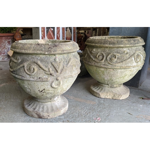 343 - PLANTERS, a pair, composite stone, 39cm H approx. (2)