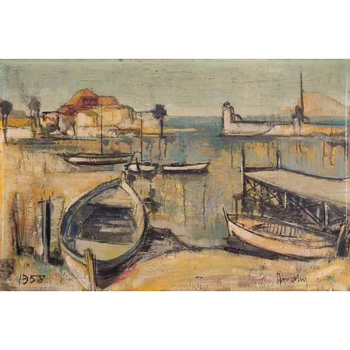 105 - LOUIS AMALVY (1918-2003), Petit port, oil on canvas, 65cm x81cm, signed, inscribed verso, framed.