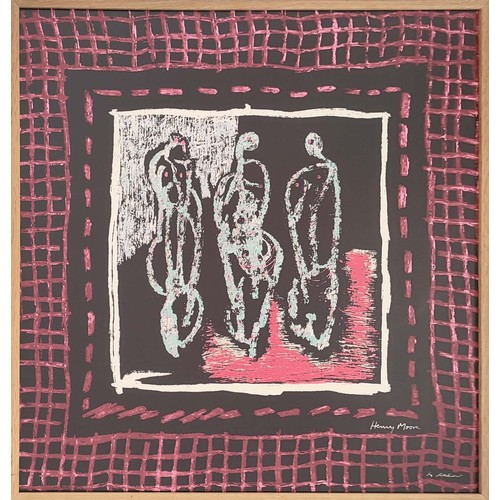 116 - HENRY MOORE OM, CH, FBA (British, 1898-1986) 'Three Standing Figures', silk design on scarf, signed ... 