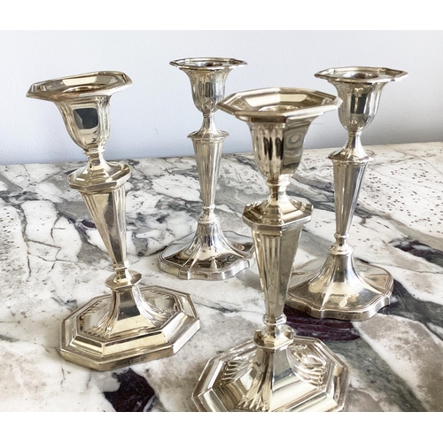 156 - SILVER CANDLESTICKS, two pairs, Sheffield, 20cm H. (4)