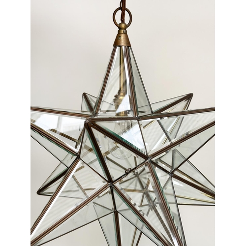 169 - STELLAR HALL LANTERN, star-form brass and glazed, 55cm H.