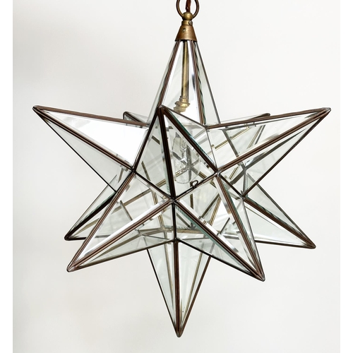 169 - STELLAR HALL LANTERN, star-form brass and glazed, 55cm H.