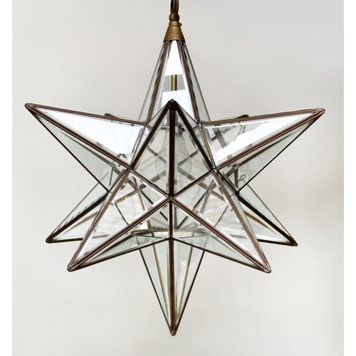 169 - STELLAR HALL LANTERN, star-form brass and glazed, 55cm H.