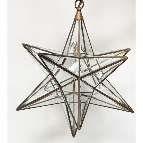 169 - STELLAR HALL LANTERN, star-form brass and glazed, 55cm H.