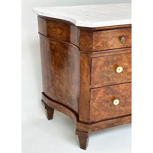 170 - ART DECO COMMODE, early 20th century Art Deco burr walnut of serpentine outline with three drawers a... 