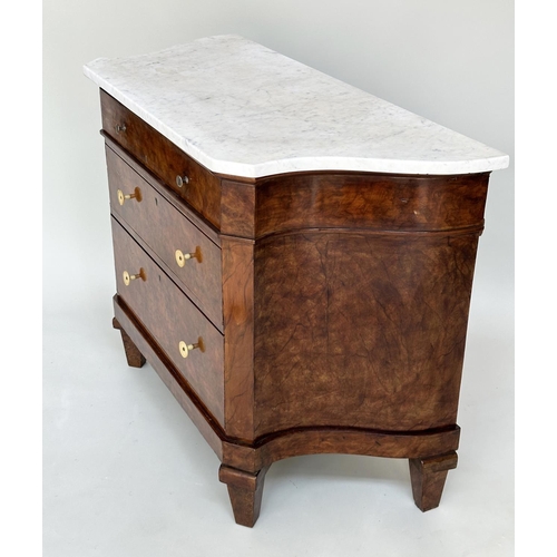 170 - ART DECO COMMODE, early 20th century Art Deco burr walnut of serpentine outline with three drawers a... 