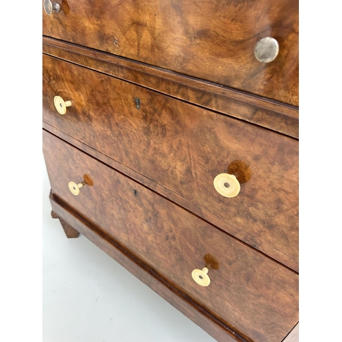 170 - ART DECO COMMODE, early 20th century Art Deco burr walnut of serpentine outline with three drawers a... 