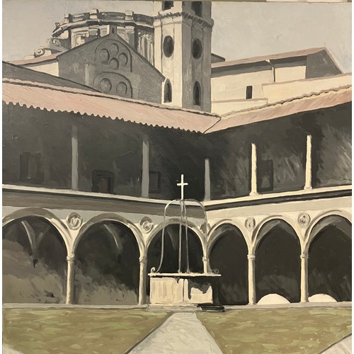 77 - DEREK CARRUTHERS, 'Cloisters, Convento Ventimiglia San Agostino, oil on canvas, 122cm x 122cm, signe... 