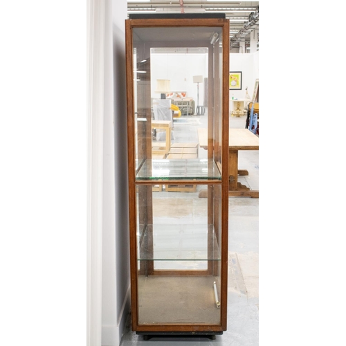 177 - DISPLAY CABINET, mid 20th century mahogany and ebonised with side door, mirrored back and adjustable... 