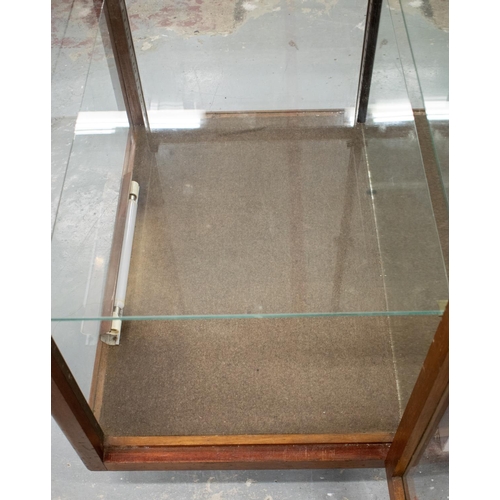 177 - DISPLAY CABINET, mid 20th century mahogany and ebonised with side door, mirrored back and adjustable... 