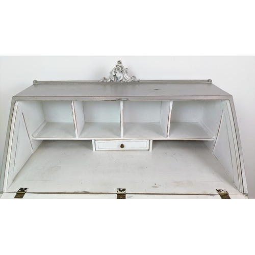 180 - BUREAU, Louis XV style grey painted with slope and single drawer, 116cm H x 92cm x 49cm.